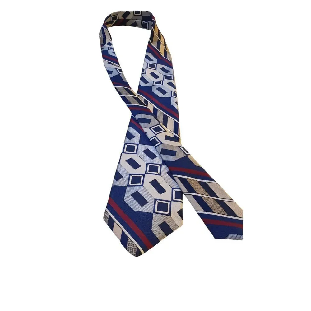 Vintage 70s Textured Polyester JcPenny Retro Geometric Tie Necktie Star‎ Wars